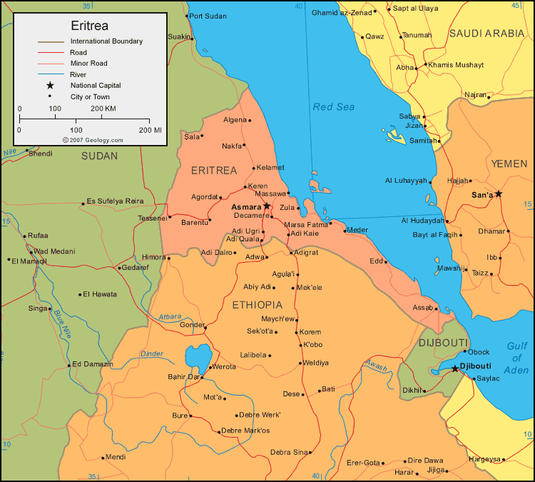 eritrea political map